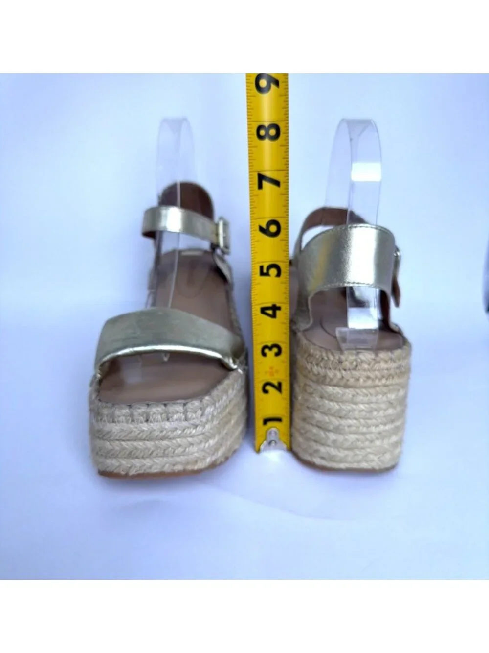 Bernardo Mallorca Espadrilles Gold Leather Platform Sandals Size 8.5